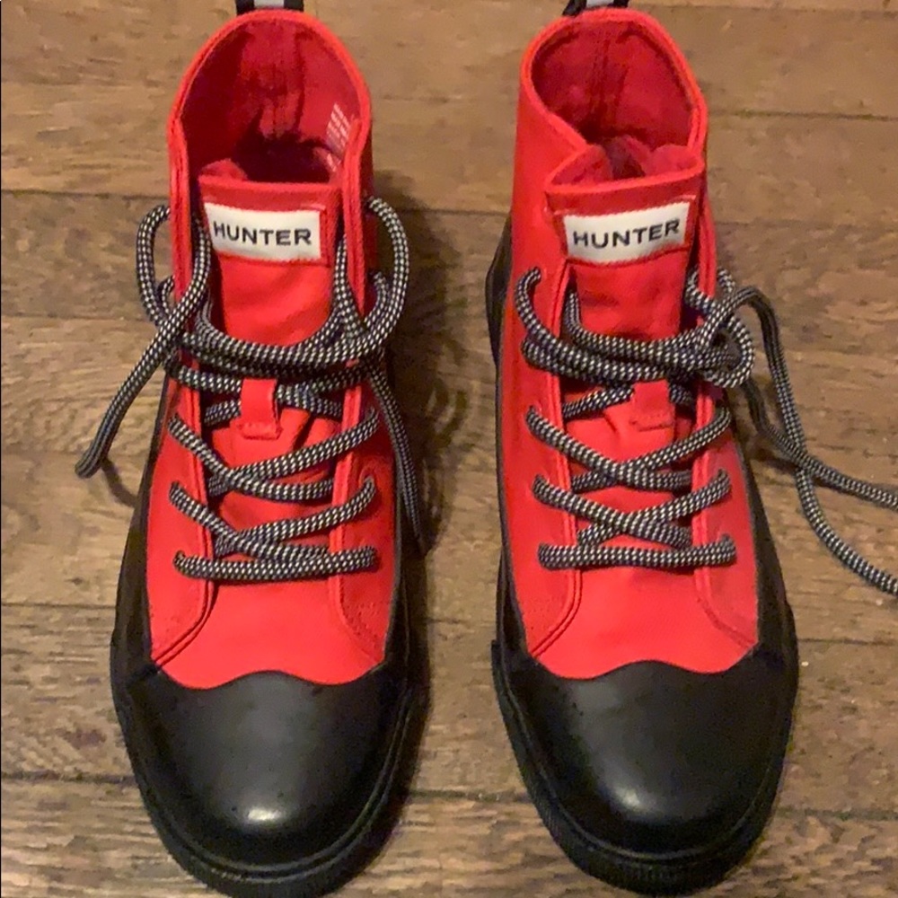 Target Hunter line black and red  rain sneakers!!